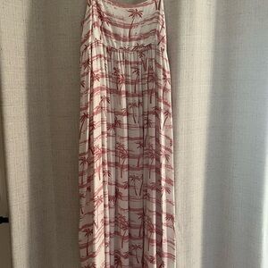 Red and White Palm Tree Maxi Dress